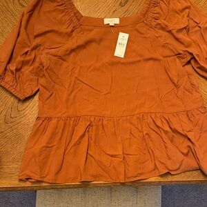 LOFT Women's Terracotta Peplum Blouse